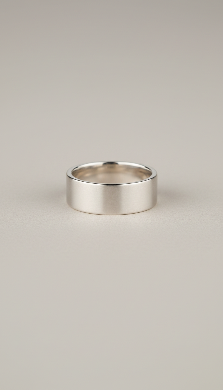 Wide-band sterling silver ring