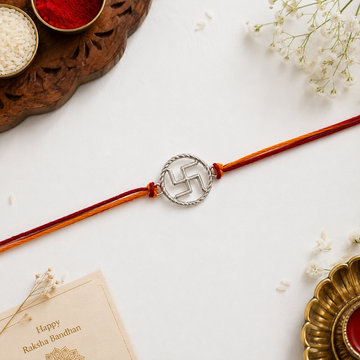 Auspicious Silver Swastik Rakhi for Brother