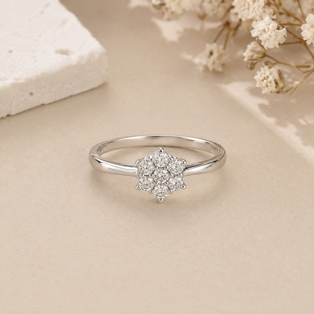 925 Sterling Silver Adjustable Floral Cluster Ring for Women