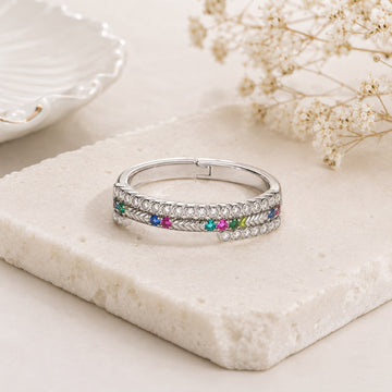 Premium 925 Silver Multicolor Crystal Ring for Women