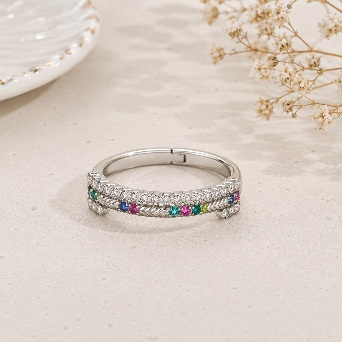 Premium 925 Silver Multicolor Crystal Ring for Women