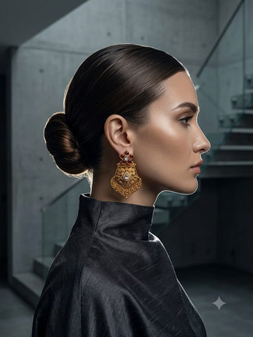 Heritage Gold-Plated 925 Silver Statement Drop Earrings