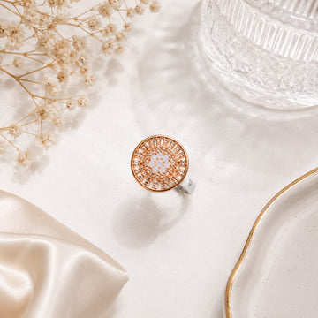 Rose Gold Plated Floral Disc Adjustable Ring