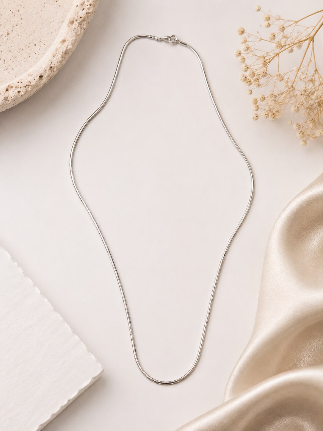 925 Sterling Silver Snake Chain Necklace | Minimalist Italian Silver Chain for Women & Men