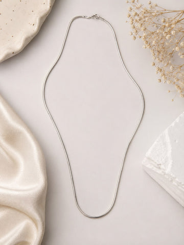 925 Sterling Silver Snake Chain Necklace | Minimalist Italian Silver Chain for Women & Men