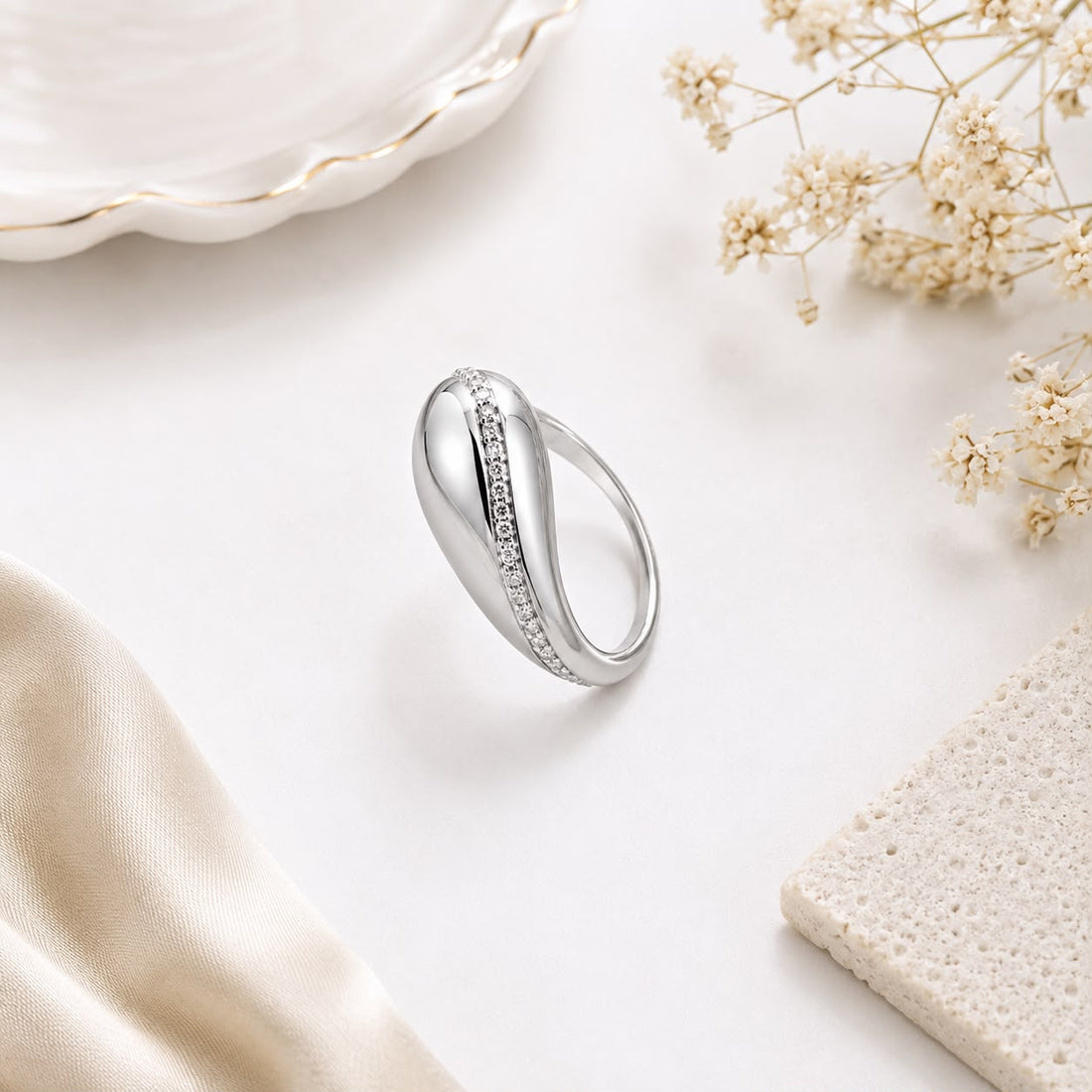925 Sterling Silver Wave Adjustable Ring
