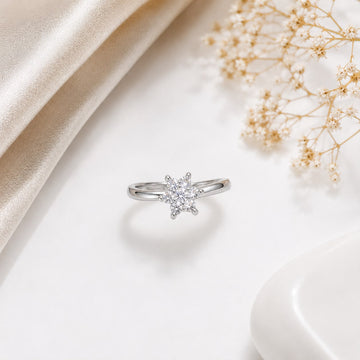 925 Sterling Silver Double Flower Adjustable Ring