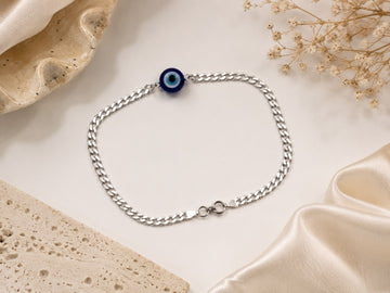 925 Sterling Silver Evil Eye Bracelet | Minimalist Protection Bracelet for Women