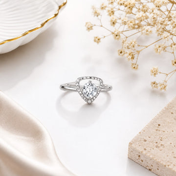 Elegant 925 Silver Geometric Halo Ring