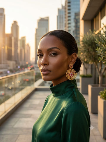 Mandala Filigree Gold-Plated 925 Silver Statement Earrings
